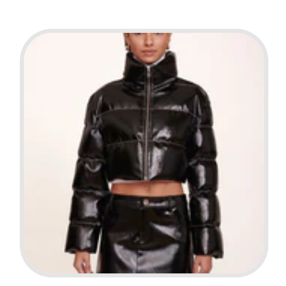 STAUD Shiny Black Puffer Jacket